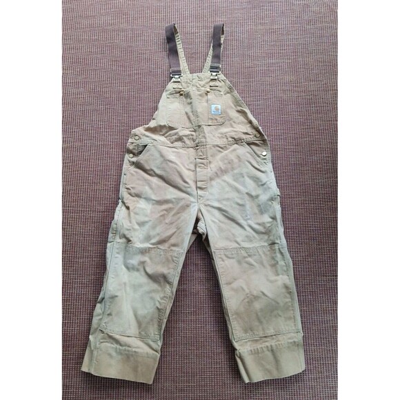 Carhartt Overalls 42x28 (24) Tan Duck Canvas Work Bib Double